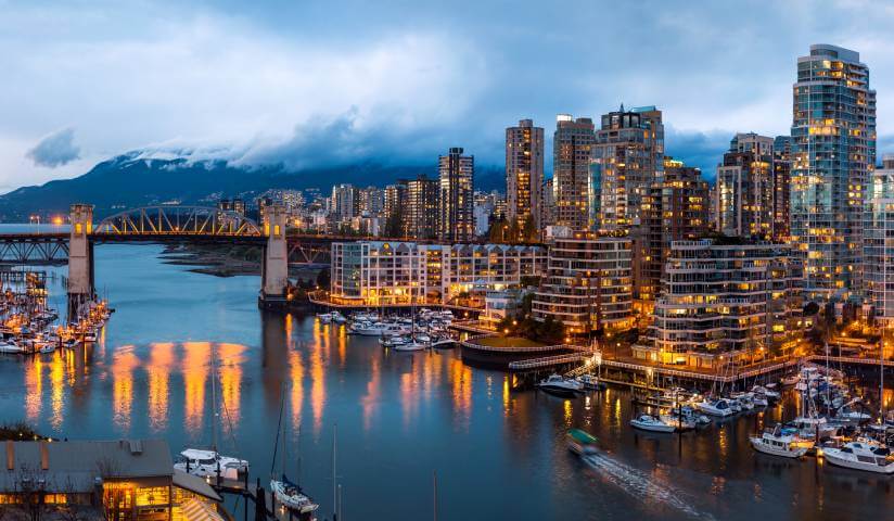 Aerial View Of Downtown Vancouver British Columbia, Canada