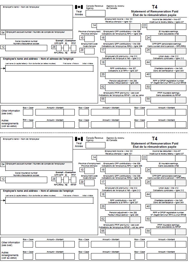 t4 form- important tax forms in Canada