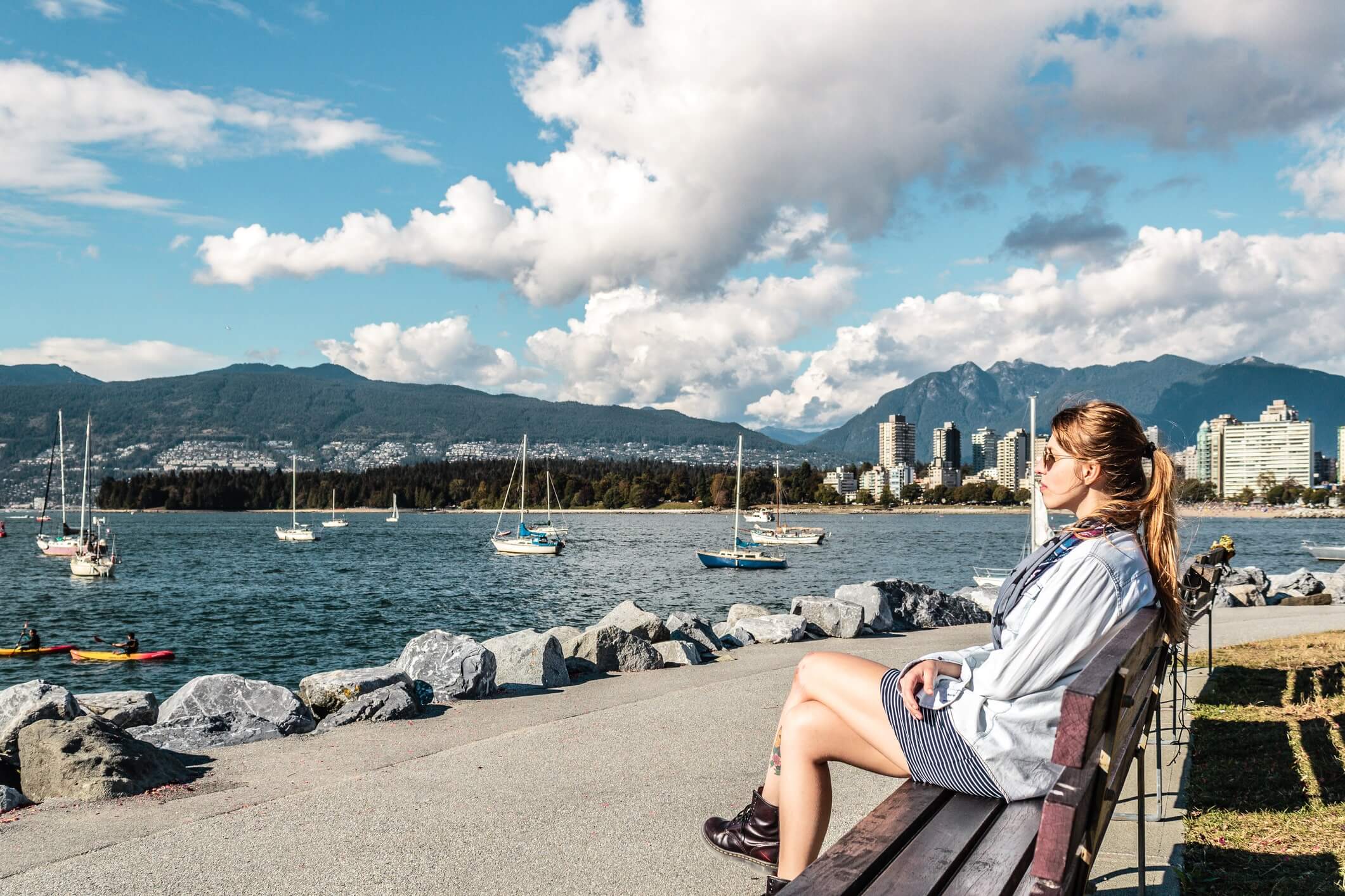 woman looking at the view at the Kitsilano beach