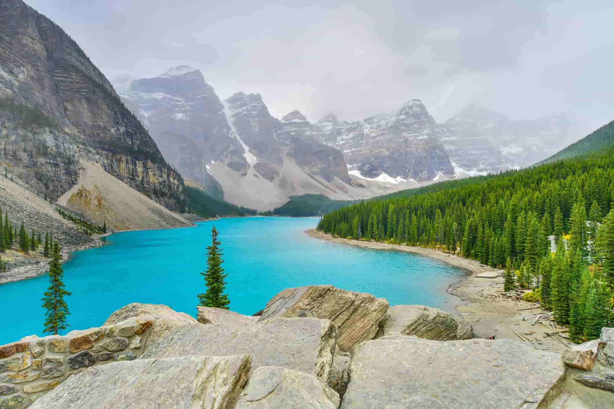 Landscape of Moraine Lake in Banff National Park, Alberta, Canada
