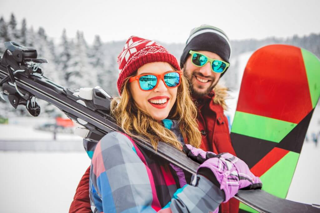 friends skiing in Canada