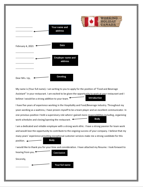 cover letter format in canada