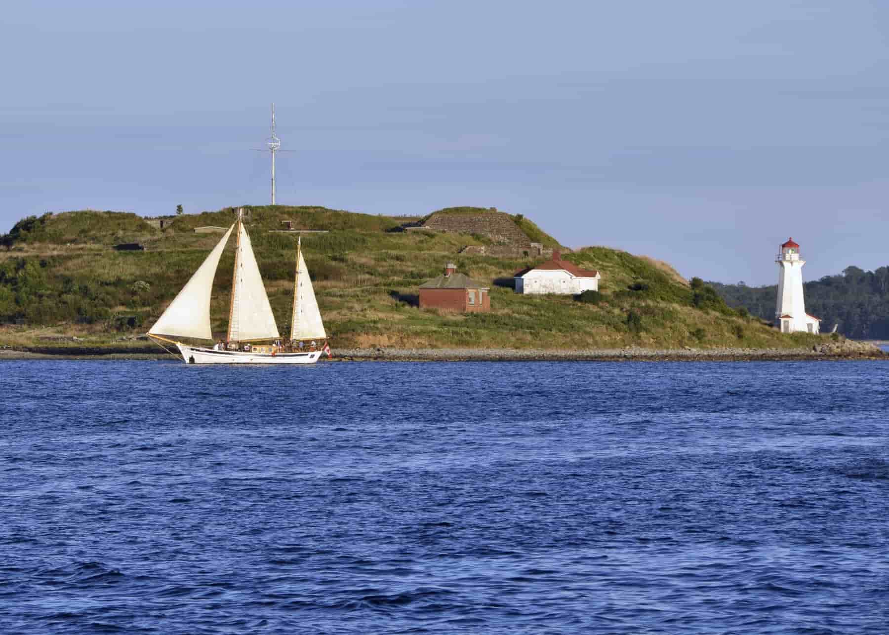 Georges Island National Historic Site in the middle of Halifax Harbour, Halifax, Nova Scotia Canada